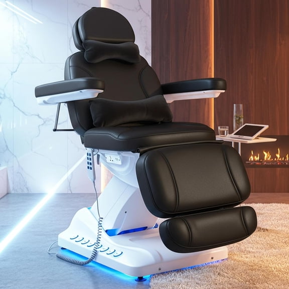 Advwin 4-Motor Electric Massage Table, Dual Control Full Electrical Facial Chair, Professional Beauty Spa Bed for Esthetician, Salon, Tattoo and Lash, Height & Angle Adjustable, Black