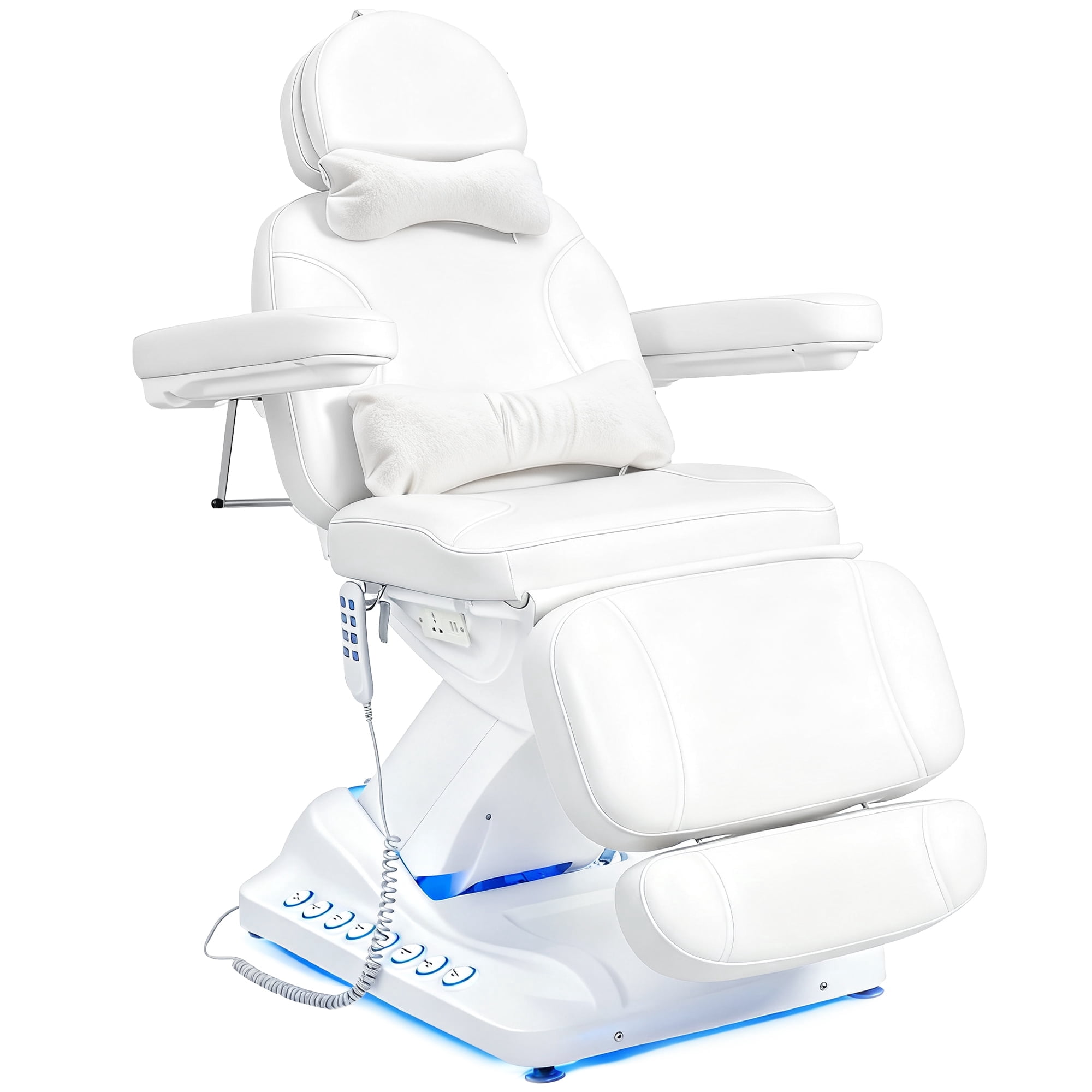 Advwin 4-Motor Electric Massage Table, Dual Control Full Electrical Facial Chair, Professional Beauty Spa Bed for Esthetician, Salon, Tattoo and Lash, Height & Angle Adjustable, White