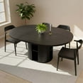 thumbnail image 1 of Advwin 59" Extendable Round Dining Table for 4–8, Modern Wood Oval Kitchen Table with Storage Shelf, Space-Saving Expandable Circle Dinner Table for Dining Room, Black, 1 of 9
