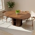 thumbnail image 1 of Advwin 59" Extendable Round Dining Table for 4–8, Modern Wood Oval Kitchen Table with Storage Shelf, Space-Saving Expandable Circle Dinner Table for Dining Room, Walnut, 1 of 9