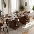 thumbnail image 1 of Advwin Extendable Dining Table for 6-10 People, 63" to 79" Space-Saving Folding Table with 4 Storage Drawers, Modern Rectangular Wooden Expandable Table for Dining Room, Kitchen, Office, Walnut, 1 of 12