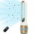 thumbnail image 1 of Advwin Bladeless Tower Fan, Quiet Cooling Air Circulator with 60° Oscillation, 24 Speeds, Gold, 1 of 10