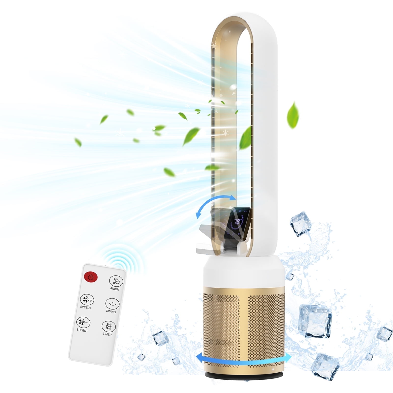 Advwin Fans Advwin Bladeless Tower Fan, Quiet Cooling Air Circulator with 60 ...
