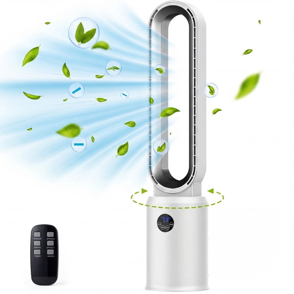 Advwin 38"Bladeless Tower Fan, Quiet Cooling Air Circulator with 60 Oscillation, 24 Speeds, Silver