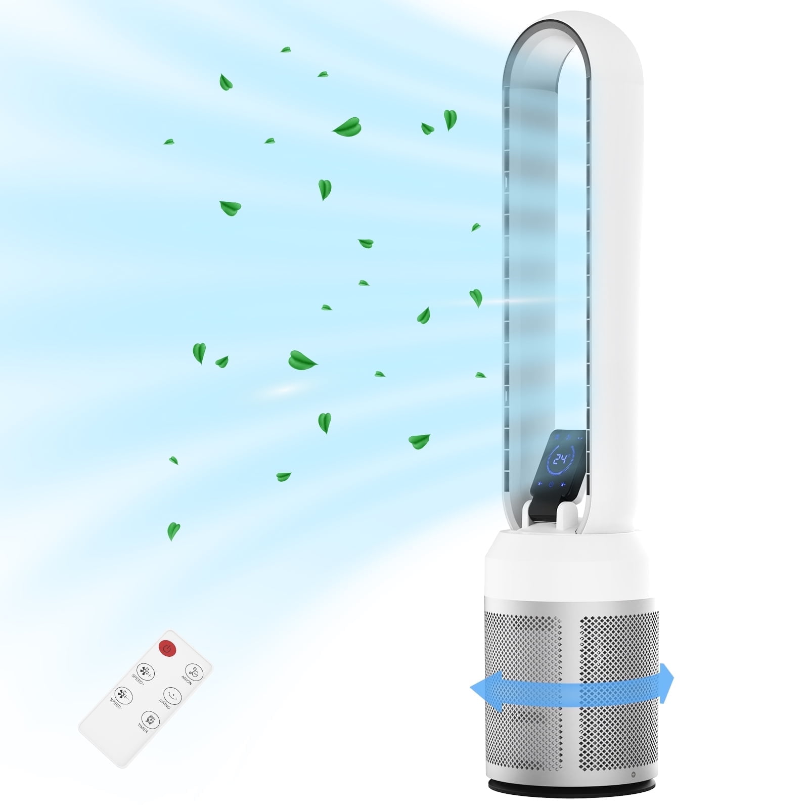 Advwin Fans Advwin Bladeless Tower Fan, Quiet Cooling Air Circulator with 60 ...