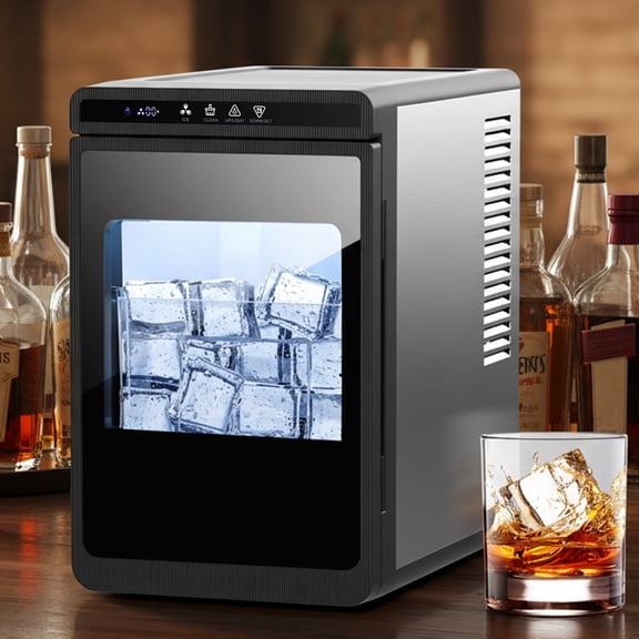 Advwin Clear Ice Maker Countertop Portable , Makes 3 Large 1.6" Cubes in 25 Min, 172 Per Day,26 lbs/24H, Self-Cleaning with 24H Timer for Whiskey, Cocktails, Home Bar