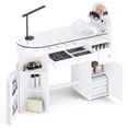 thumbnail image 1 of Advwin Manicure Table with Tempered Glass Top, Storage Drawers & Cabinet, Professional Acetone Resistant Nail Tech Desk for Beauty Salon or Home, White, 1 of 9