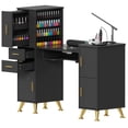 thumbnail image 1 of Advwin Manicure Table with Glass Top, Dust Collector, Wrist Cushion, Storage Drawers & Shelves, Nail Desk for Nail Tech Salon Manicure Workstation, Black, 1 of 9