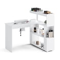 thumbnail image 1 of Advwin Manicure Table Nail Desk with Dust Collector, L-Shaped Nail Tech Desk with Storage Shelf, Rotating Reversible Beauty Nail Salon Station for Salon & Home Use, White, 1 of 11