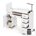thumbnail image 1 of Advwin Manicure Table with Removable Panel, Nail Tech Desk with Dust Collector, Drawers & Storage Cabinet, Professional Nail Station for Salon or Home Studio, White, 1 of 11
