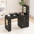thumbnail image 1 of Advwin Modern Manicure Table with RGB Light Display Cabinets, Built-in Dust Collector, Lockable Wheels, Wrist Rest & Ample Storage, Beauty Nail Salon Home Workstation, Black, 1 of 12