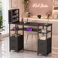 thumbnail image 1 of Advwin Modern Manicure Table with 3-Tier Nail Polish Rack, 4 Drawers & Open Storage Shelves, Reversible Nail Desk for Nail Tech, Professional Nail Station for Salon, Beauty, Spa & Home Studio, Black, 1 of 9