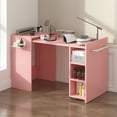 thumbnail image 1 of Advwin Multipurpose Folding Wall-Mount Manicure Table with Storage Shelves & Fabric Drawer, Compact Corner Side Table for Small Space, Pink, 1 of 9