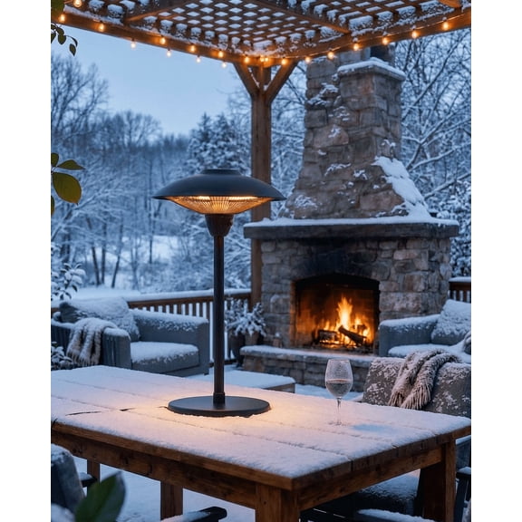 Advwin Outdoor Electric Patio Heater ,1500W Tabletop Infrared Heater, Waterproof IP55, Tip-Over Protection & Overheating Protection for Garden, Balcony, Garage, Backyard