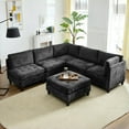 thumbnail image 1 of Advwin Oversized Modular Sectional Sofa, Convertible 6 Seat Plush Chenille Couch with Storage Ottoman, Modern Comfy L-Shaped Sofa Sleeper for Living Room, Dark Gray, 1 of 1