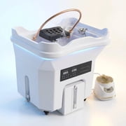 Advwin Professional Head Spa Equipment with Thermostatic Waterfall Circulation, 60L Water Tank, 30L Waste Tank & Steam Hood, Portable Shampoo Bowl with Fumigation & LED Therapy for Spa Bed, White