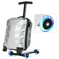 thumbnail image 1 of Advwin Scooter Suitcase for Kids & Adults, 3-D Hardshell Ride On Scooter Luggage with LED Light Up Wheels, TSA Lock, Lightweight Foldable Carry On Rideable Suitcase for Children Teenagers, Silver, 1 of 10