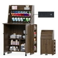 thumbnail image 1 of Advwin Sewing Cabinet with Foldable Tabletop, Thread Organizer Shelves, LED Light & Charging Station, Space-Saving Craft Table for Sewing, Quilting, Sewing Station for Small Spaces, Walnut, 1 of 9