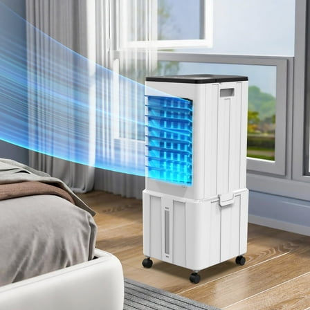 Advwin 3-In-1 Windowless Portable Air Conditioner,Upgraded Evaporative Cooler Fan with 3.6 gal Removable Water Tank,12Timer, 3 Speeds, Remote, Black&White