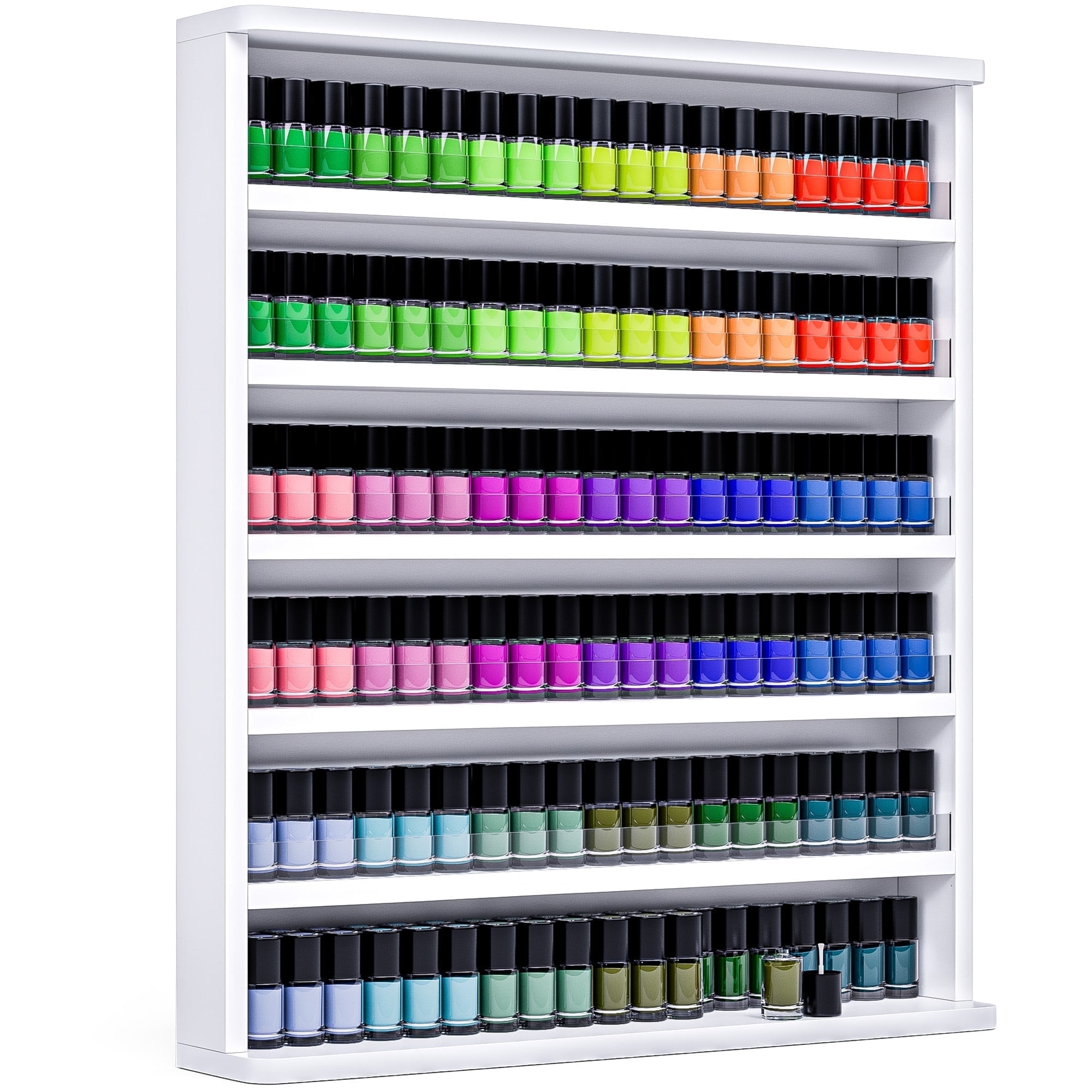Advwin Wall Mounted Nail Polish Rack, 6-Tier Wood Display Shelf ...