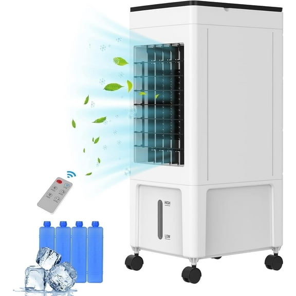 Advwin Portable Air Conditioner, 3-IN-1 Evaporative Air Cooler w/3.2Gal Tank, 4 Modes & 3 Speeds, 12H Timer, 6 Ice Packs, Remote Control