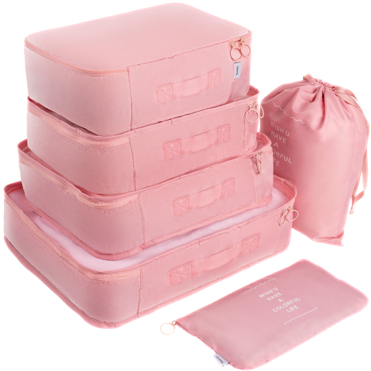 Compression Packing Cubes, BAGSMART 4 Set Travel Packing Cubes for Carry on  Suitcases, Compression Suitcase Organizers Bag Set & Travel Cubes for  Luggage, Lightweight Packing Organizers Baby Pink - Yahoo Shopping