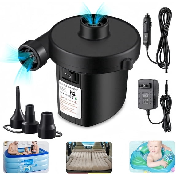Adyehh Electric Air Pump Portable Quick-Fill, AC DC Inflator Deflator ...