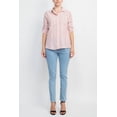 thumbnail image 1 of Adyson Parker Collared Button Down 2 Way Sleeve Pockets Multi Color Rayon Shirt-PINK / S, 1 of 10