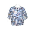 thumbnail image 1 of Adyson Parker Crew Neck Tie Neck Keyhole Front Flounce Sleeve Chiffon Top-BRUSHSTROKE COMBO / L, 1 of 3