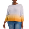 thumbnail image 1 of Adyson Parker Women's Plus 3/4 Sleeve Ombre Dip Dye Soft Cotton Blend Knit Sweater, 1 of 4