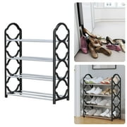 Adzgya 4 Tier Stainless Steel Shoe Rack Easy To Install And Space Saving Shoes Organizer Standing Shoes Rack With Sturdy Frame Shoe Rack For Closet Entryway Bedroom Floor Outdoor