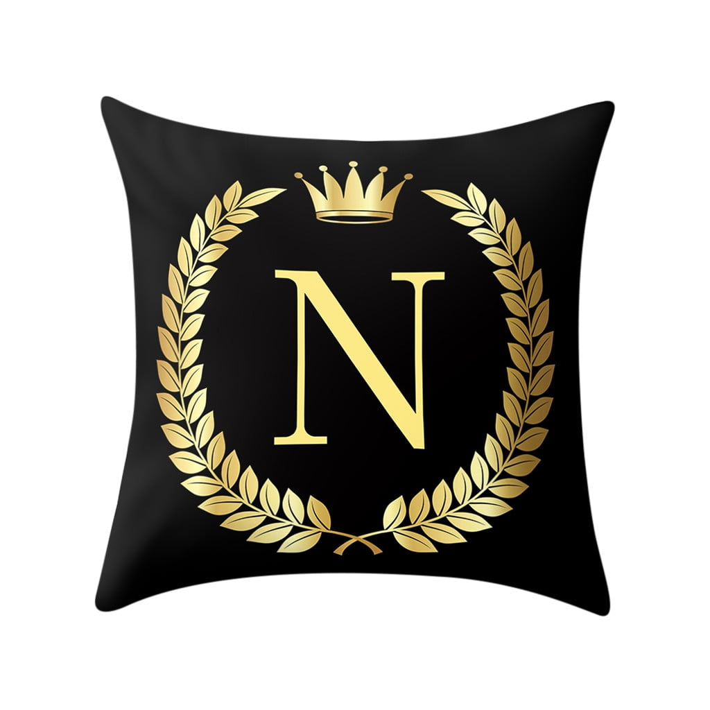 Adzgya Clearance Pillow Case Pillow Cover Black and Gold Letter