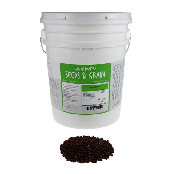 Adzuki Sprouting Seed Mix - Organic - 35 Lbs Bucket - Handy Pantry Brand - Dried Adzuki Seeds for Sprouts, Cooking, Soup, Food Storage