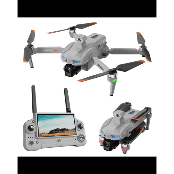 AE60 Ultra 4K GPS Camera Drone with 3-Axis Gimbal, 7.2 in Touchscreen Controller, Obstacle Avoidance, Auto Return, Foldable Design
