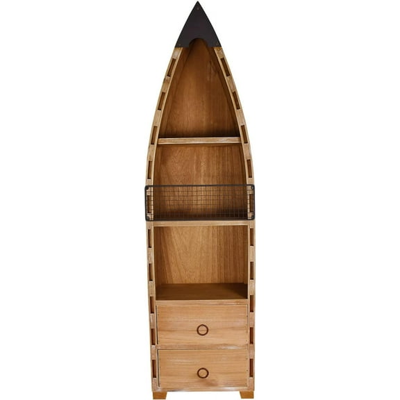 Aecipl Solid Wood Boat Shelf Decorative Nautical Wall Decor Beach Themed Bookcase Large Wooden 3-Tier Display Shelves for Home Kitchen Bedroom Living Room (45.3" H)