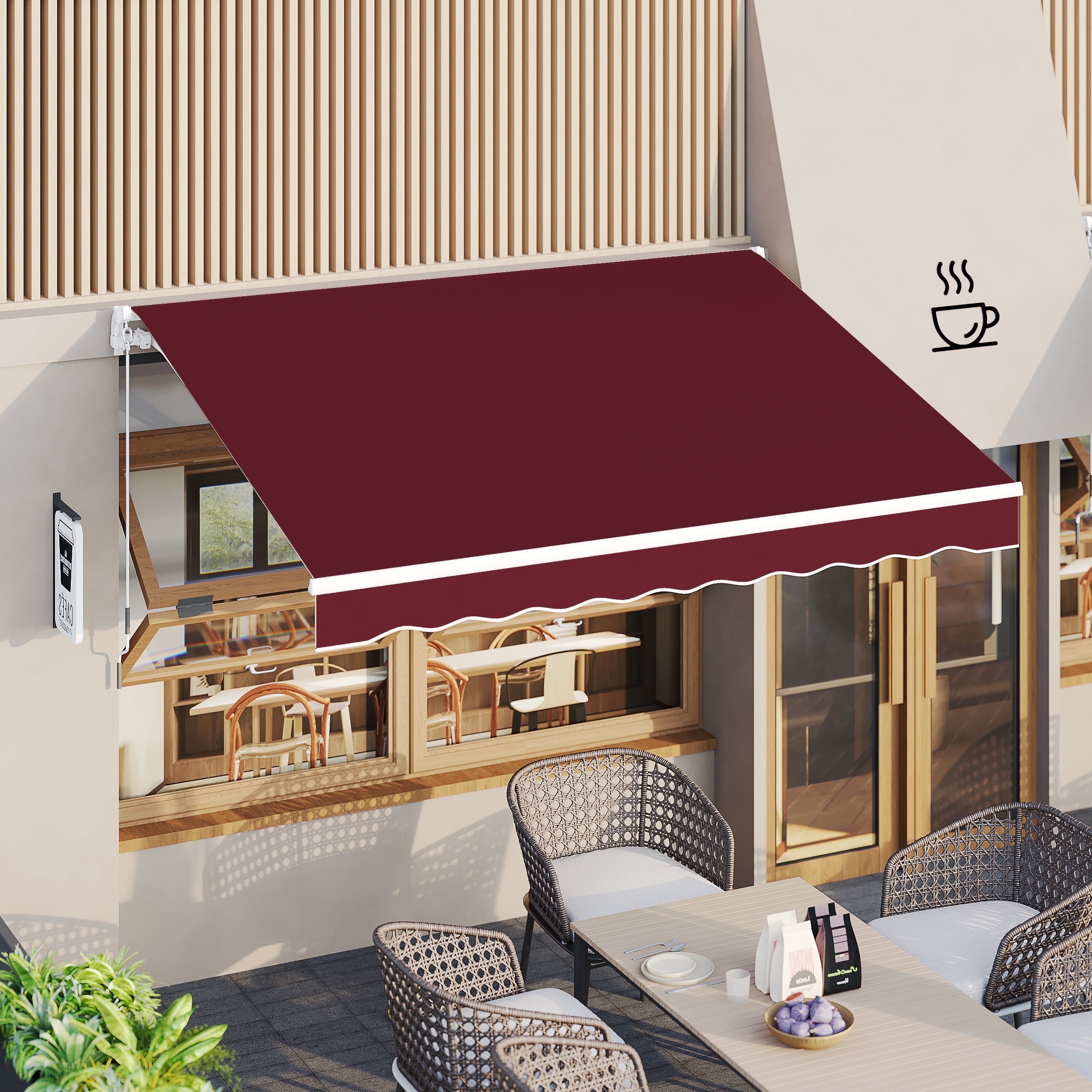 Aecojoy 8 2 X 6 5 Red Manually Retractable Patio Awning UV Resistant aecojoy-8-2-x-6-5-red-manually-retractable-patio-awning-uv-resistant
