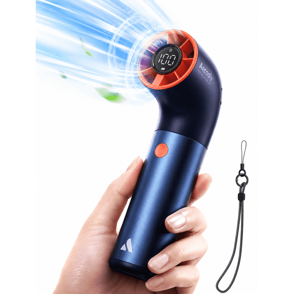 Aecooly Handheld Rechargeable Fan, 14.5H Runtime Portable Cooling Fan with 19000 RPM Turbo Power, 4500mAh, 7 Speeds, Aluminum Alloy Mini Personal Fan, USB-C Fast Charging for Travel, Outdoor & Office