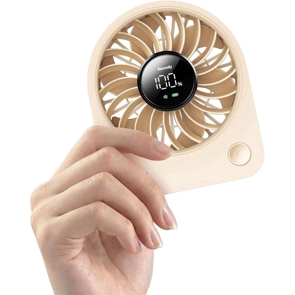 Aecooly Mini Portable USB Desk Fan, Small Enough to Hold 4.2 in Mighty Desktop Fan, USB & Battery Powered Quiet Table Fans, 4 Speeds Rechargeable Personal Fans for Home, Office, Travel, Gifts -Black