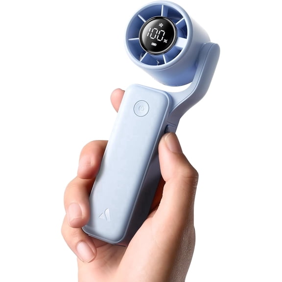 Aecooly Portable Handheld Fan, 3 IN 1 Steady Hands Free Powerful Fan, 15000 RPM Jet Force Turbo Airflow, 15H Max Cooling Time, 5 Speeds Air Gimbal, Mini Pocket Design, Gifts for Women, Travel -Blue