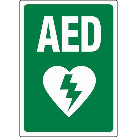Aed Sign Green And WhiteOutdoor, Uv Printed 12 X 8 In, Weatherproof And Security Signs Wall Decor Metal Tin Sign