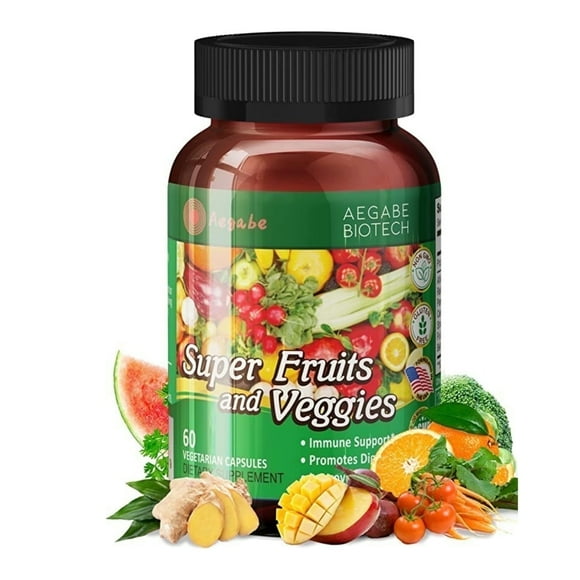 Aegabe Fruits and Veggies Supplement,36 Veggies & Fruits,Providing Essential Daily Nutrients,Helps Relieve Constipation,Boosts Immunity and Gut Health,60-Day Supply