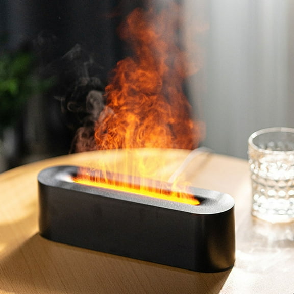 Aegci Flame Air Diffuser, Humidifier, Essential Oil Diffuser - 7 Colors, 180mL Capacity (7 Hours), Noiseless Operation, Auto-Off Protection - Perfect for Home Bedroom Office Gifts(Black)