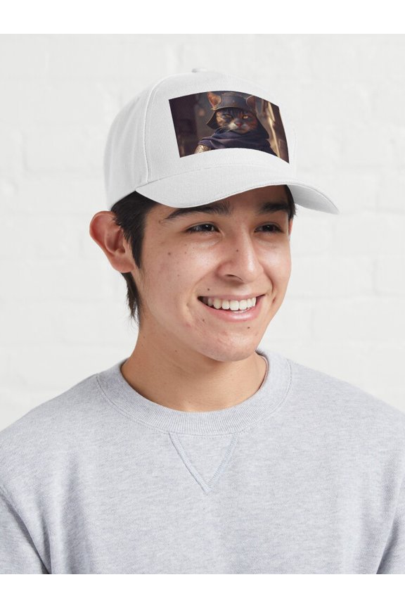 Aegean Cat Soldier Baseball Hat, Military Feline Character Graphic Design, Classic Cap