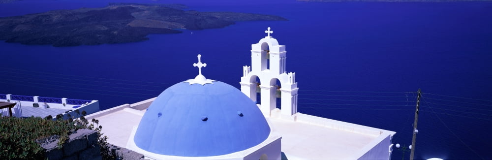 Aegean Sea Firostefani Santorini Greece Canvas Art - Panoramic Images (36 x 12)