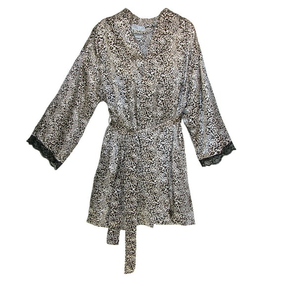 Aegean Women's Satin Lace Kimono Robe