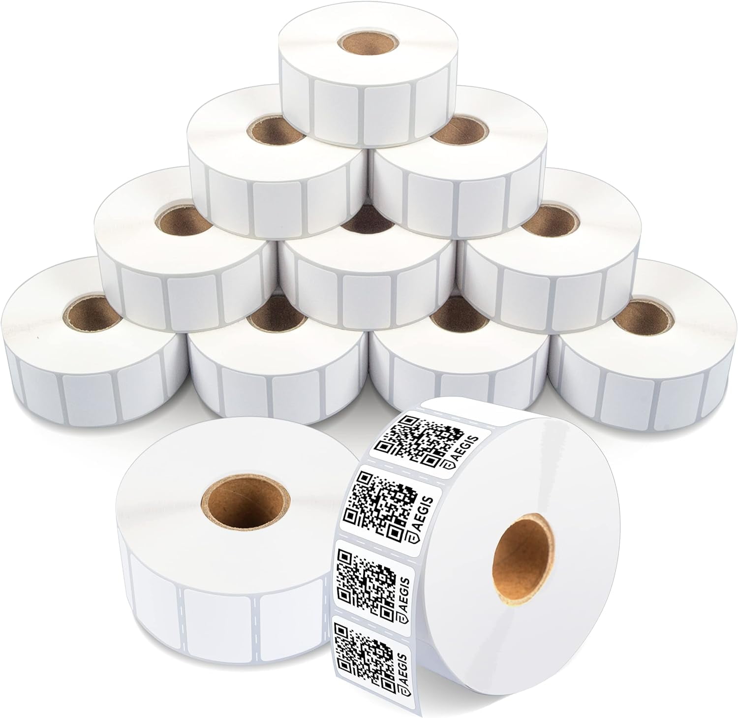 Aegis Adhesives - 1.2” X 0.85” Direct Thermal Multipurpose Labels for Return Address, QR Barcodes, Perforated & Compatible with Zebra Desktop Printers (12 Rolls, 1500/Roll)