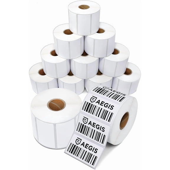 Aegis Adhesives - 1.75" X 1.25" Direct Thermal Labels (13200 Count, 12 Rolls) Barcode Stickers, SKU Labels, and Product Identification Compatible with Zebra Rollo Printers