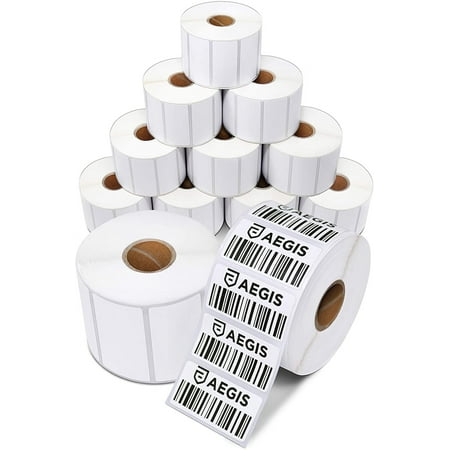 Aegis Adhesives - 2” X 1” Direct Thermal Labels for UPC Barcodes, Address, Perforated & Compatible with Rollo, Zebra, & Other Desktop Label Printers (12 Rolls, 1300/Roll)
