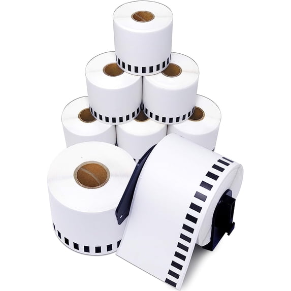 Aegis Adhesives - Compatible Label Replacement for Brother DK-2205 (2.4" X 100 Ft.) Continuous Paper Tape, Use with QL Label Printers - 8 Rolls + 1 Frame