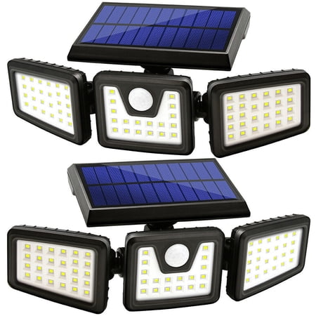 Aegis Bionic Waterproof Outdoor Floodlights with 3 Adjustable Heads 270° Wide Angle (2 Pack)